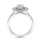 Pear-Cut Triple Diamond Halo Sun Burst Engagement Ring